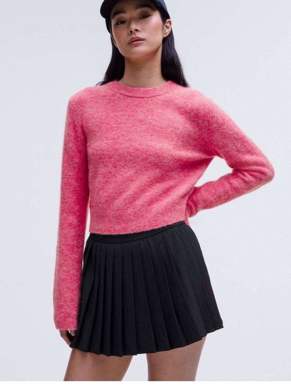 Lululemon Alpaca Wool-Blend Cropped Sweater In Heathered Chroma Pink. Size S